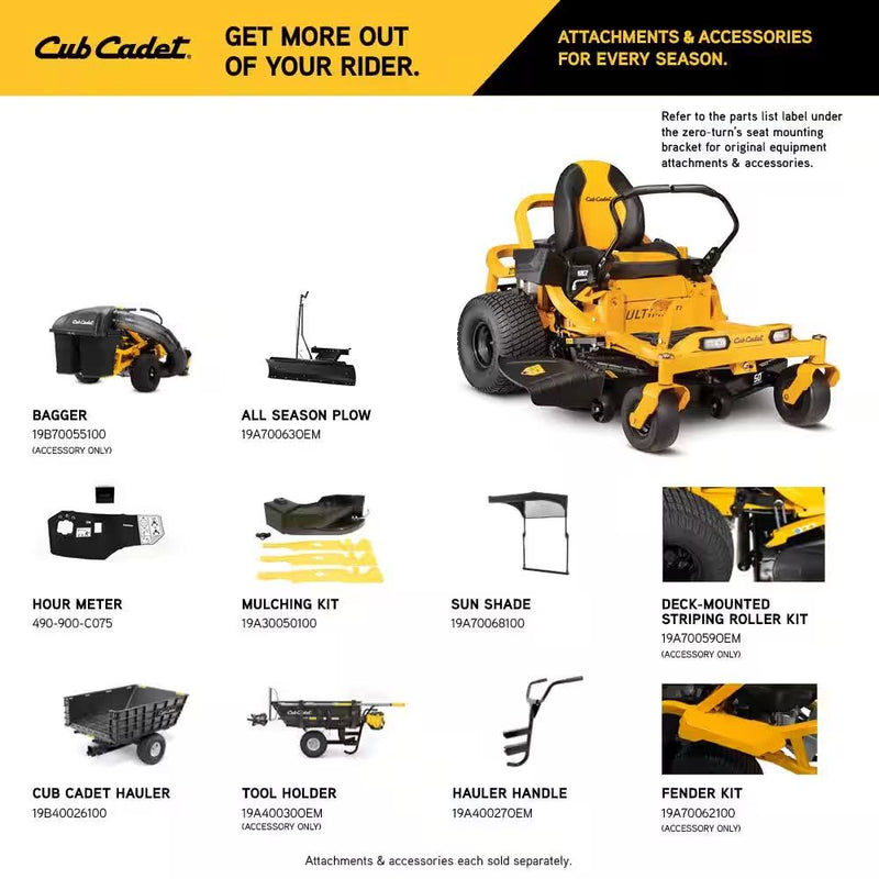 Cub Cadet Ultima ZT1 50" Zero Turn Mower with Powerful 23hp Kawasaki Engine